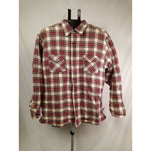 Vintage Arrow Men's Red White Casual Button-Down Flannel Shirt Jacket Shacket XL